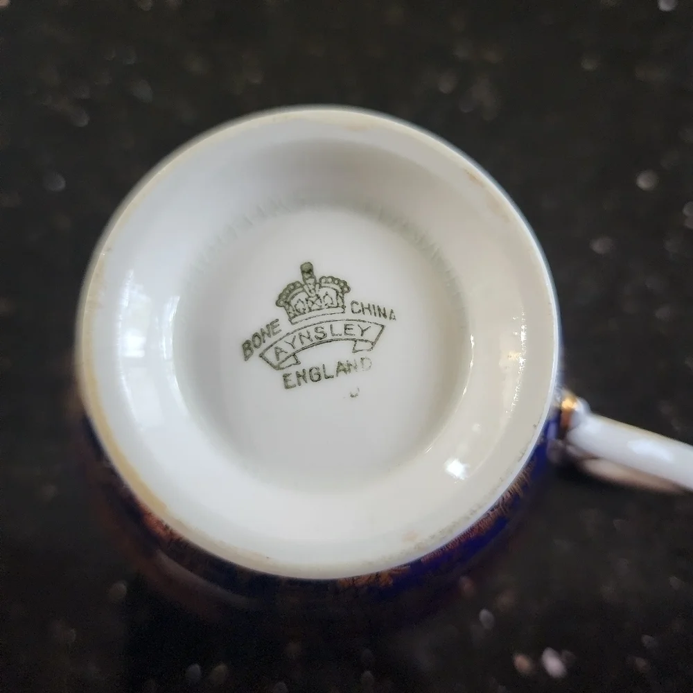 Vintage Aynsley Cobalt Blue and Gold Teacup and Saucer, England